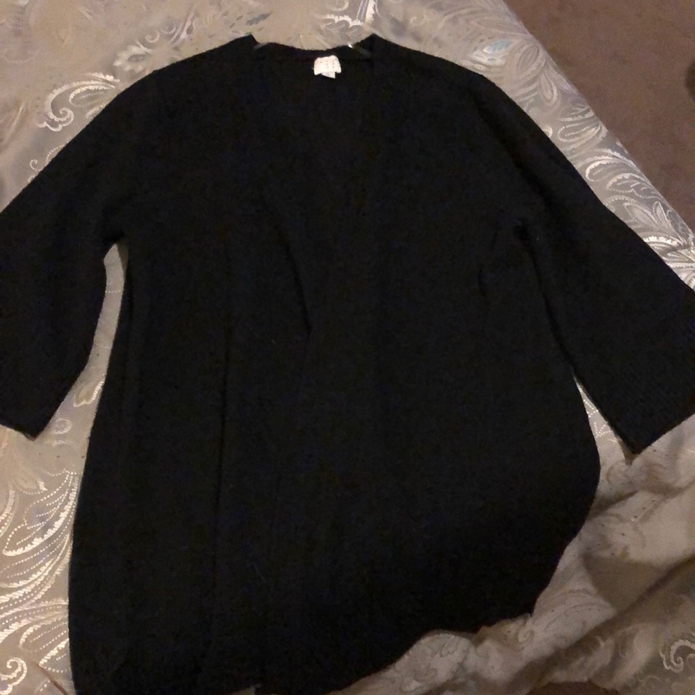 Black long cardigan - 3/4 sleeve - size M